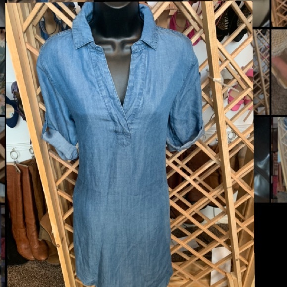 Chelsea & Theodore Dresses & Skirts - Chelsea & Theodore Chambray Blue Midi Shirt Dress NWOT